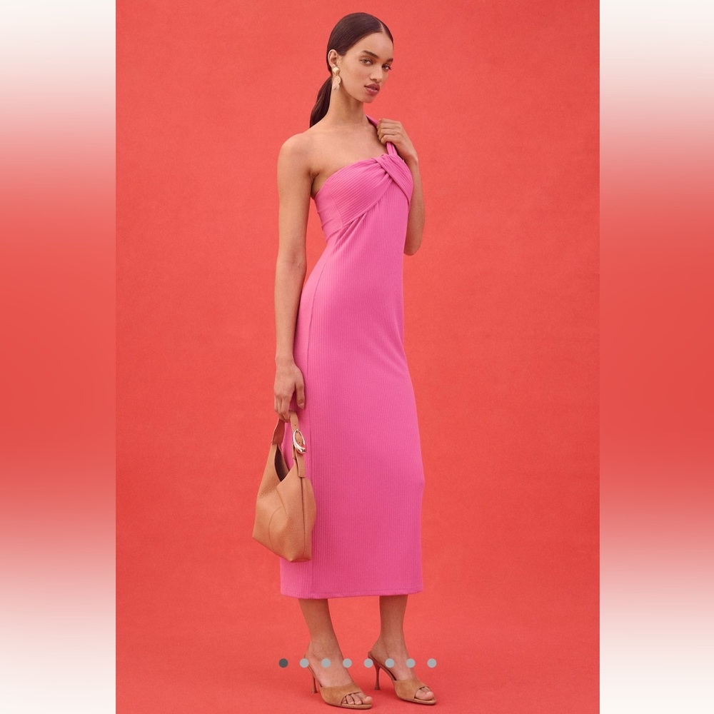NEW Porridge Pink Twist Front Ribbed Maxi Dress Anthropologie